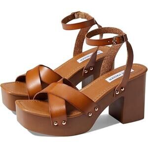 Steve Madden Smooth synthetic Dear Sandal Open Square Toe Cognac Size 10 NWOT